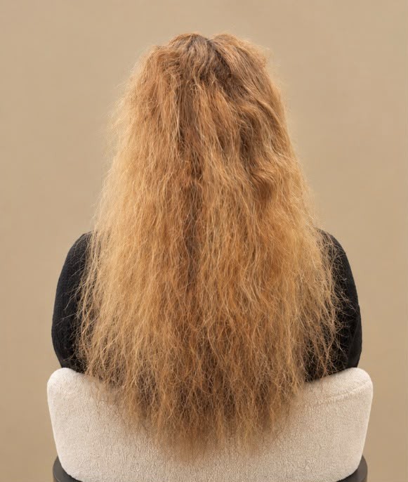Eigen lang haar, vóór de behandeling